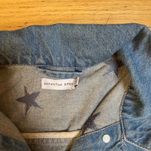 Samantha sip is denim jacket with stars. Says girls, girls, girls on back. Small - Picture 3 of 5